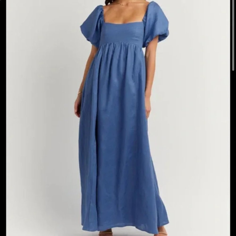 DISSH Simon's Cobalt Linen Midi Dress